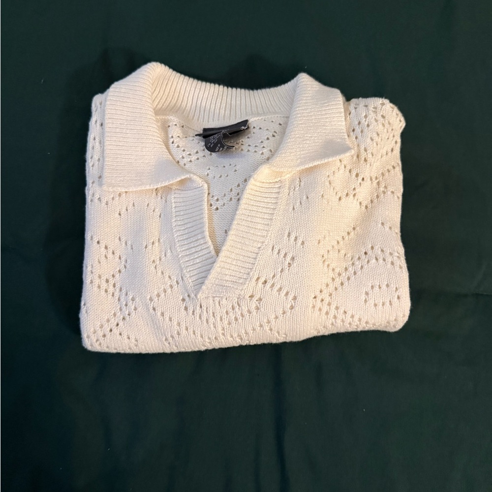 H&M Men’s White Knit  Collared polo